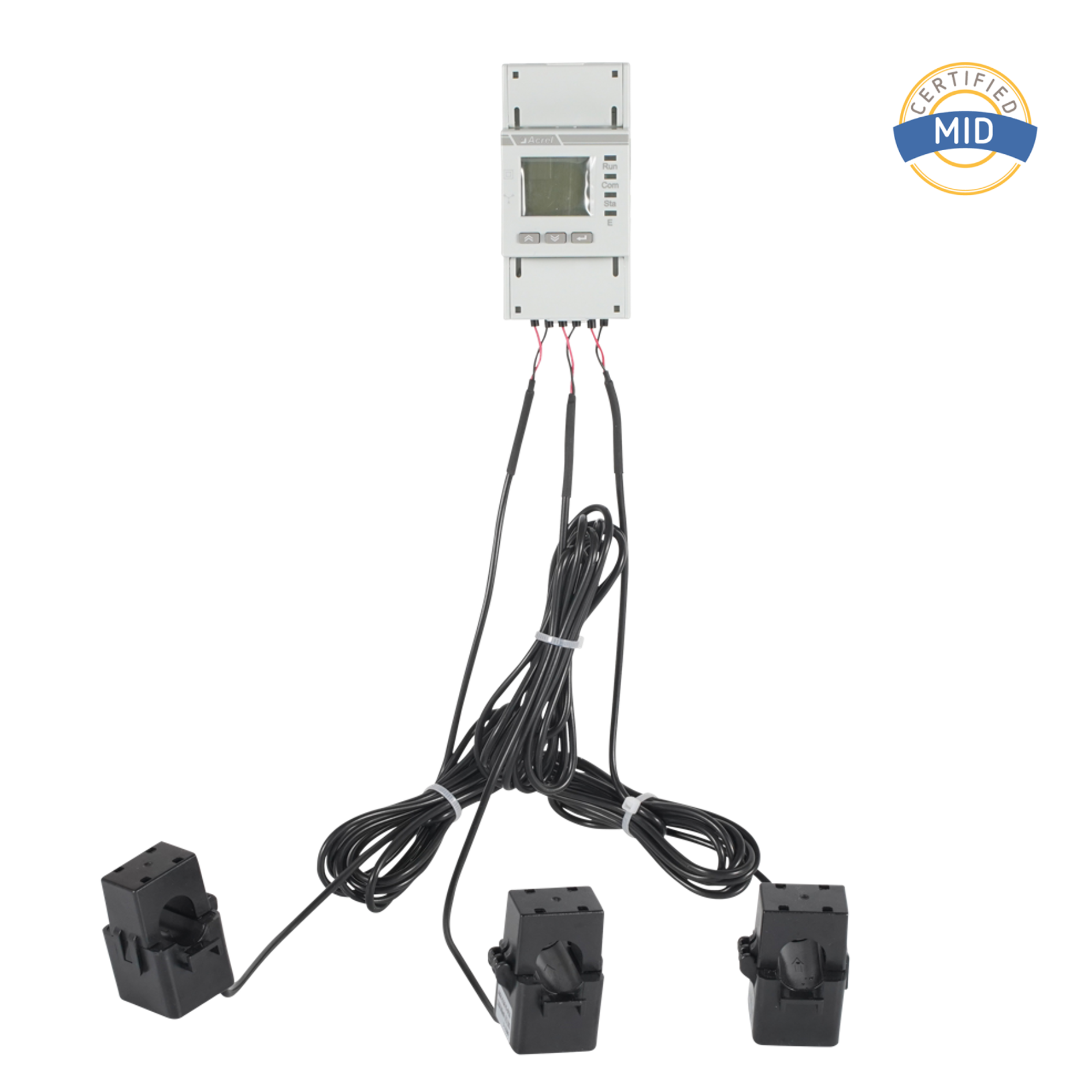 Trójfazowy licznik energii prądu przemiennego z certyfikatem MID, wyposażony w przekładniki prądowe z dzielonym rdzeniem